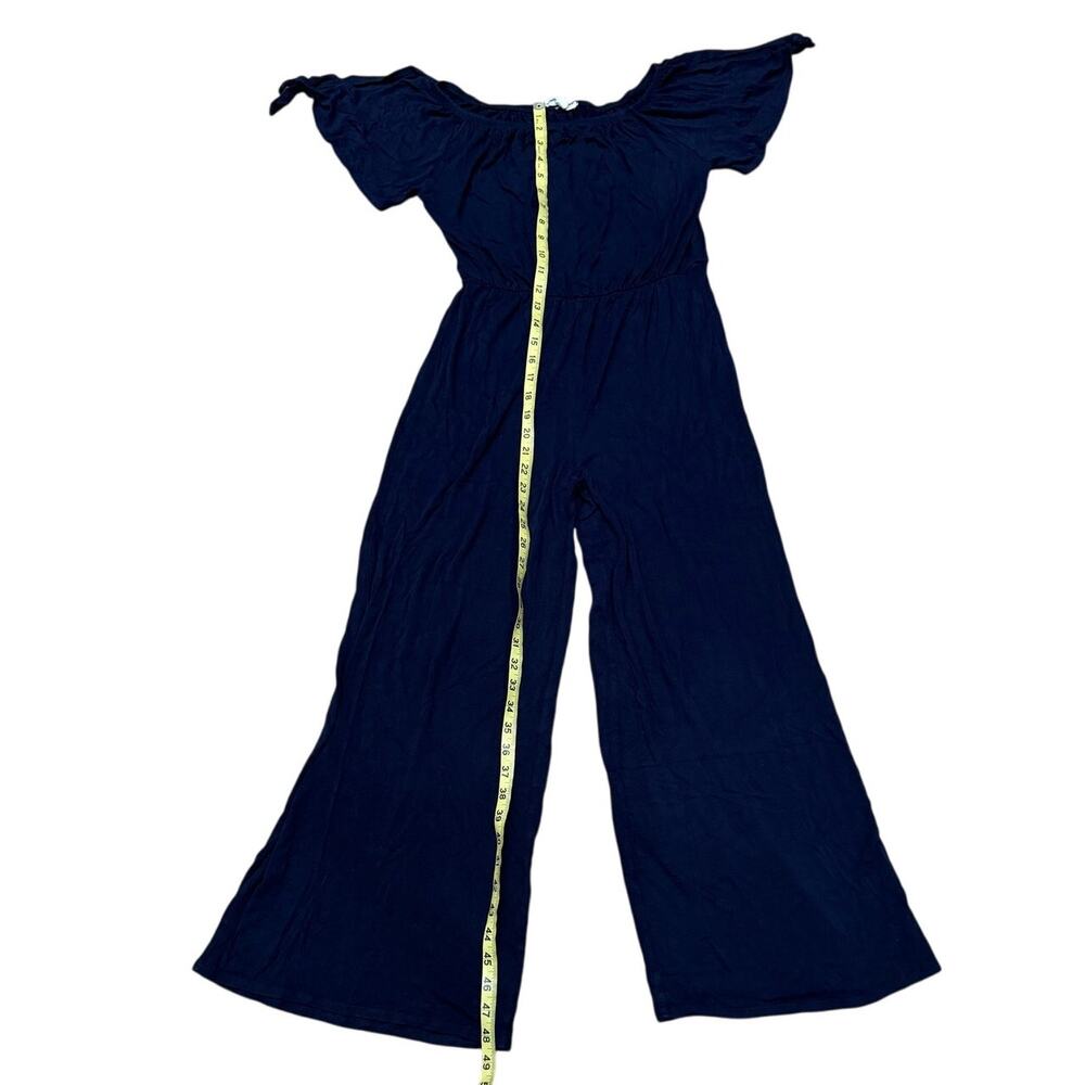 Rolla Coster Off Shoulder Wide Leg Flared Jumpsuit Medium Navy Blue Stretch - Picture 6 of 7